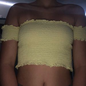Yellow ruffled crop top